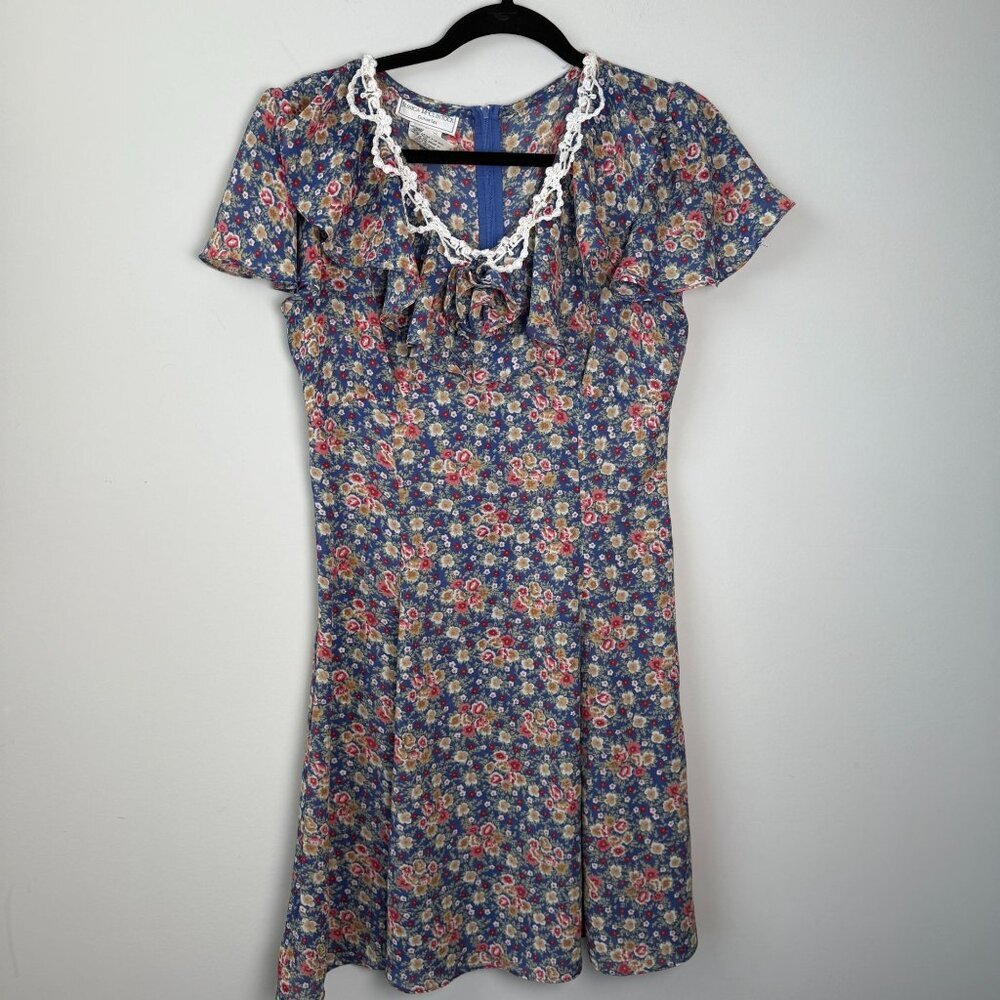 Gunne Sax Jessica McClintock Vintage Ditsy Floral Mini Dress Sz 9/10 - Picture 8 of 10